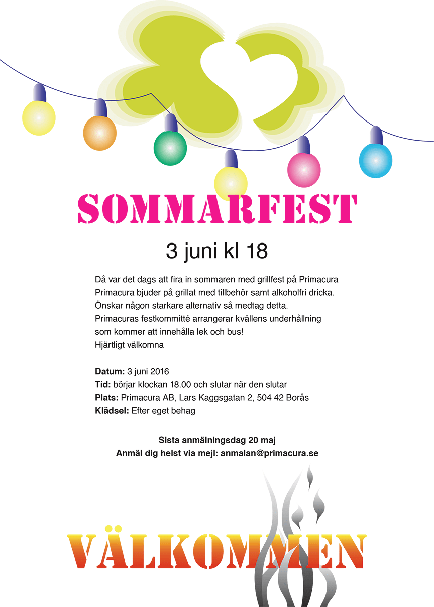 Sommarfest 3 juni 2016 kl 18